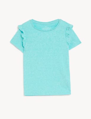 

M&S Collection Camiseta con algodón con volante (2-8 años) - Aqua, Aqua