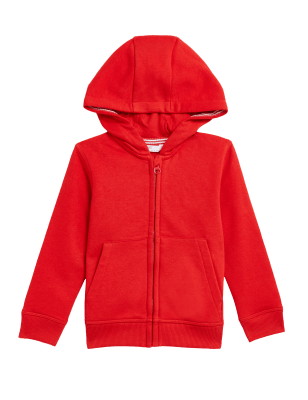 

M&S Collection Sudadera con capucha de algodón con cremallera (2-7 años) - Red, Red