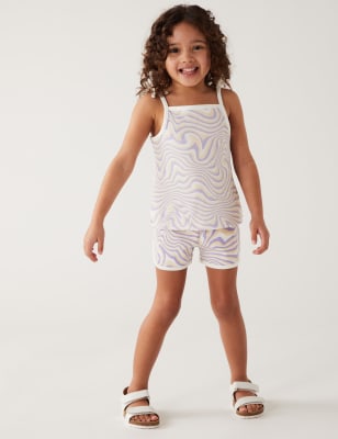 

M&S Collection Shorts aus reiner Baumwolle mit Wirbeldesign (2-8 J.) - Lilac Mix, Lilac Mix