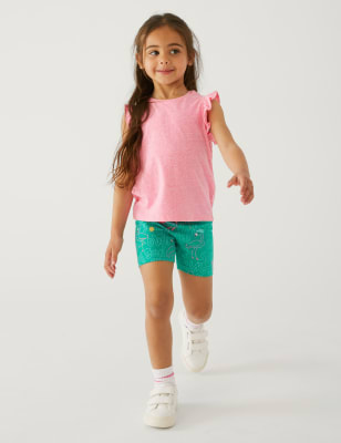 

Girls M&S Collection Cotton Rich Flamingo Print Cycling Shorts (2-8 Yrs) - Green, Green