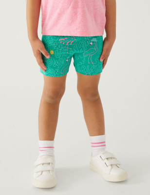 Cotton Rich Flamingo Print Cycling Shorts