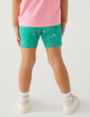 Printed Cotton-jersey Shorts In Pink