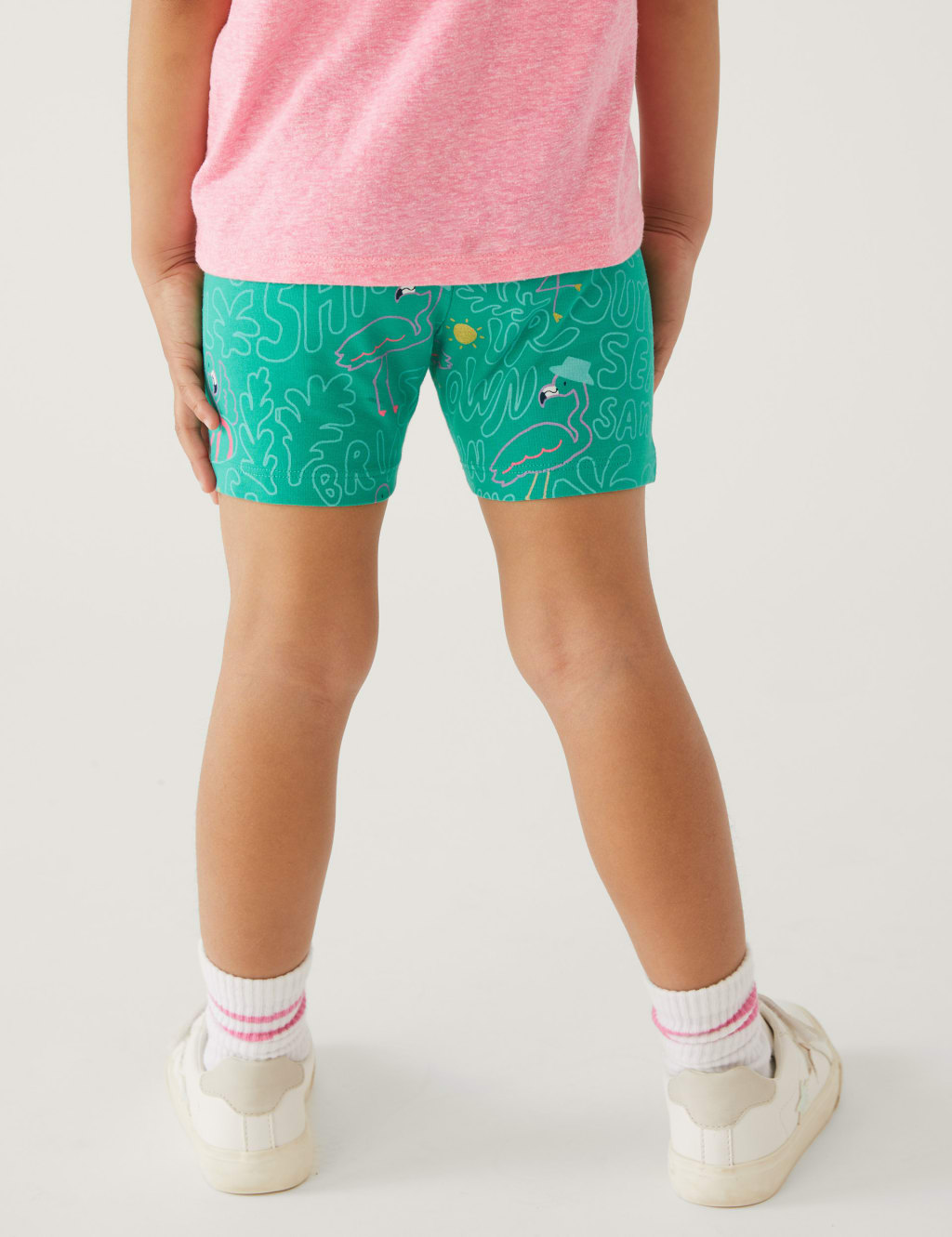 Cotton Rich Flamingo Print Cycling Shorts (2-8 Yrs) image 3