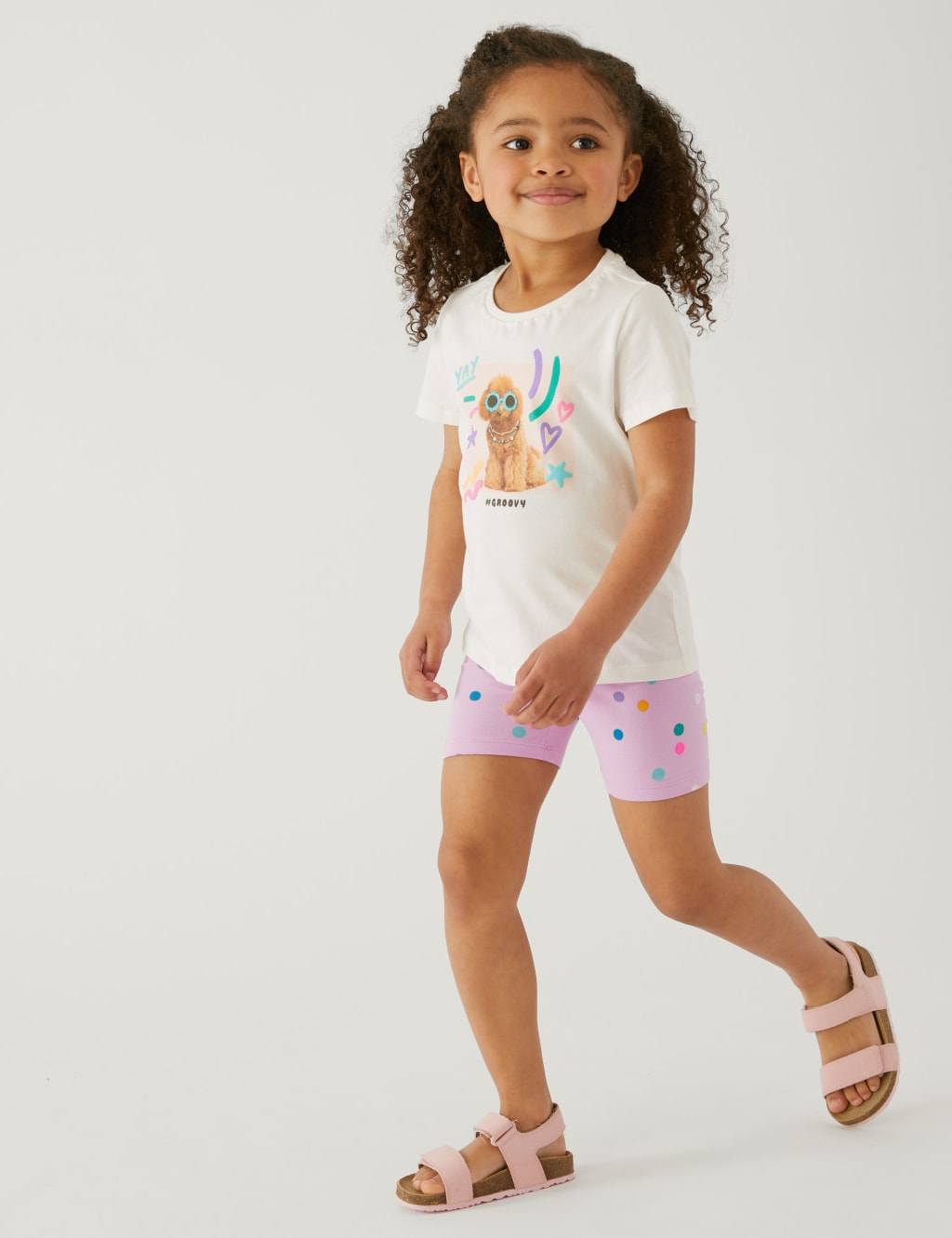 Cotton Rich Spotted Cycling Shorts (2-8 Yrs) image 1
