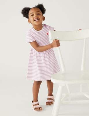

Girls M&S Collection Pure Cotton Striped Dress (2-8 Yrs) - Pink, Pink