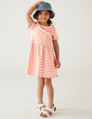 

Girls M&S Collection Pure Cotton Striped Dress (2-8 Yrs) - Coral, Coral