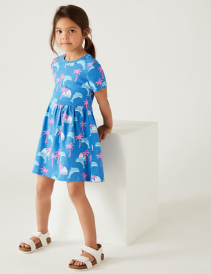 

Girls M&S Collection Pure Cotton Dolphin Dress (2-8 Yrs) - Blue, Blue