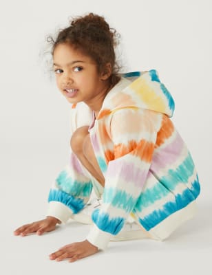 

M&S Collection Reißverschluss-Hoodie mit hohem Baumwollanteil und Batikmuster (2-8 J.) - Multi, Multi