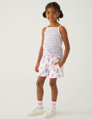 

Girls M&S Collection Pure Cotton Daisy Shorts (2-8 Yrs) - Purple, Purple