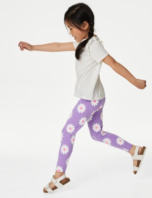 

M&S Collection Leggings de algodón floral (2-8 años) - Purple, Purple