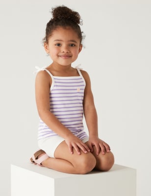 

Girls M&S Collection Pure Cotton Striped Strappy Top (2-8 Yrs) - Lilac, Lilac