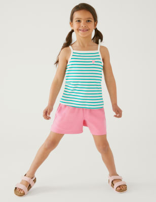 

M&S Collection Top de tirantes de rayas 100% algodón (2-8 años) - Green, Green