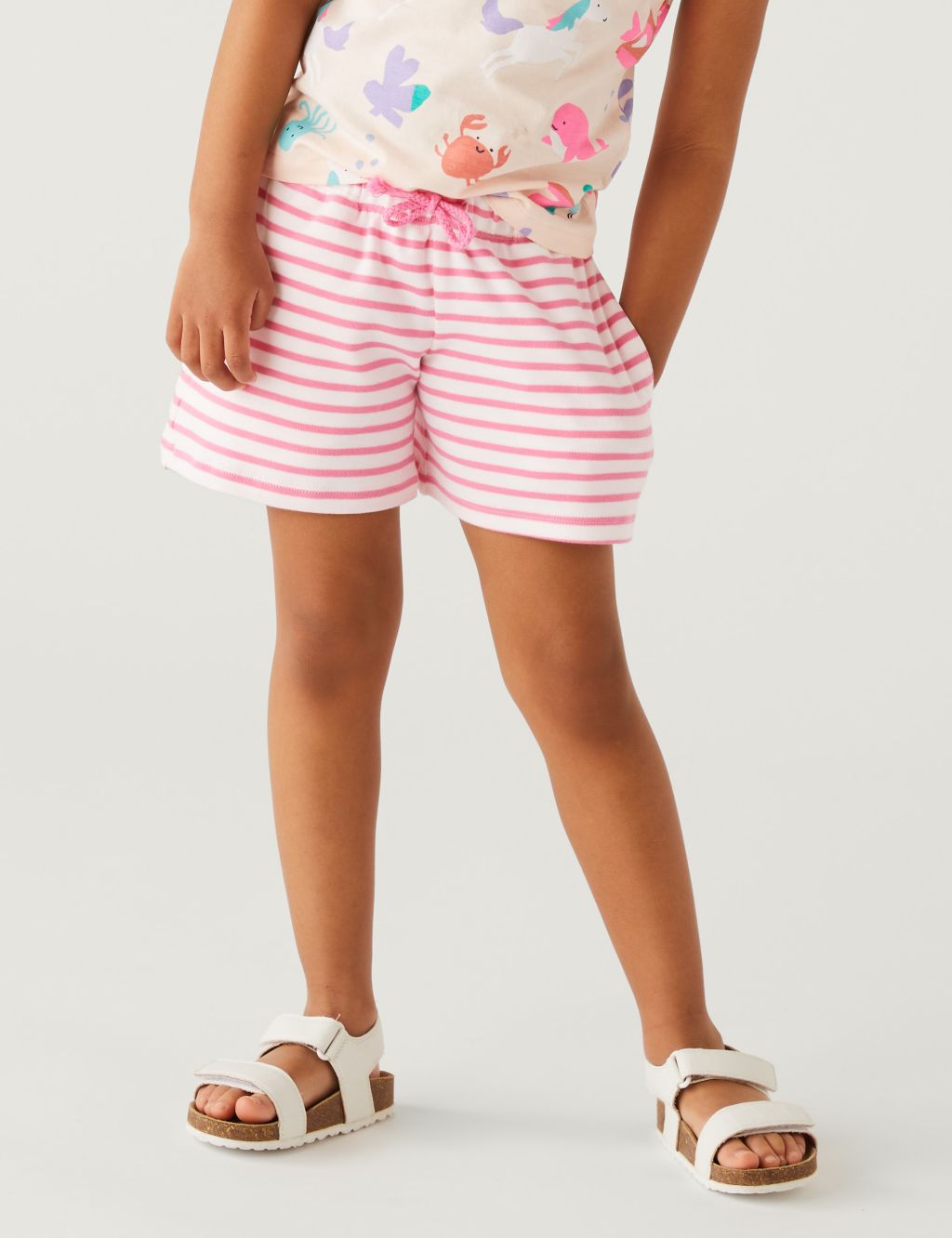 Pure Cotton Striped Shorts (2-8 Yrs) image 2