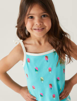 

Girls M&S Collection Pure Cotton Ice Cream Strappy Top (2 - 8Yrs) - Aqua Mix, Aqua Mix