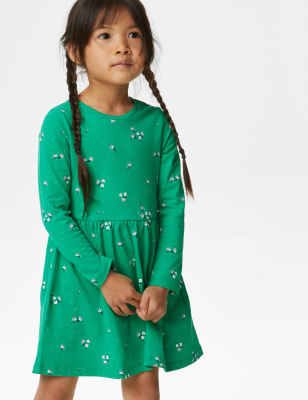 Pure Cotton Floral Dress (2-8 Yrs)