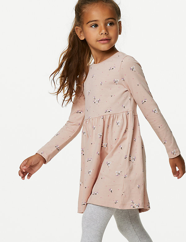 Pure Cotton Floral Dress (2-8 Yrs) - CY