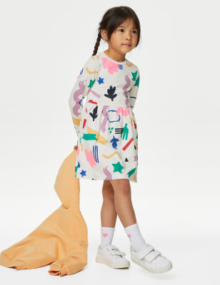 Pure Cotton Abstract Print Dress (2-8 Yrs)