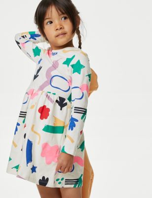 Pure Cotton Abstract Print Dress (2-8 Yrs)