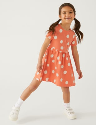 

Girls M&S Collection Pure Cotton Polka Dot Dress (2-8 Yrs) - Coral, Coral