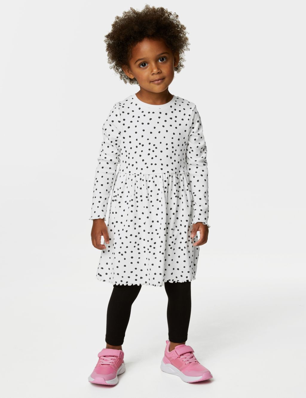 Cotton Rich Spotted Dress (2-8 Yrs) image 1