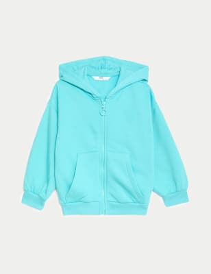 

M&S Collection Einfarbiger Hoodie mit hohem Baumwollanteil (2-8 J.) - Bright Aqua, Bright Aqua