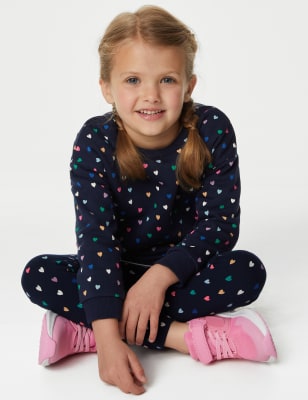 

M&S Collection Sudadera de algodón con diseño de corazón (2-8 años) - Indigo, Indigo