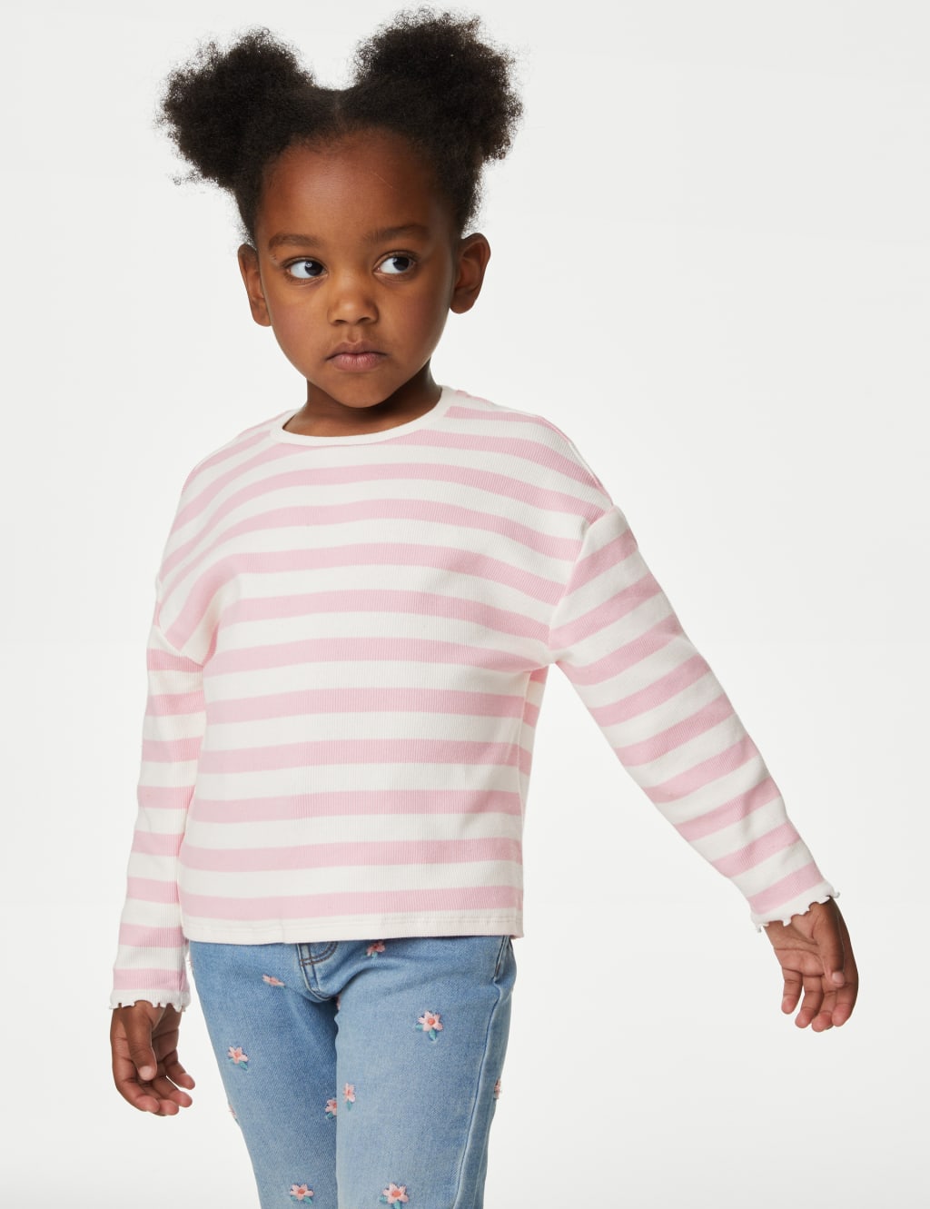 Cotton Rich Striped Top (2-8 Yrs) image 1