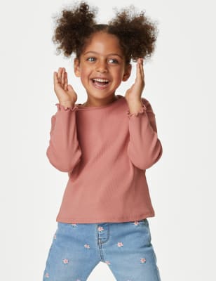

Girls M&S Collection Cotton Rich Ribbed Top (2-8 Yrs) - Pink, Pink
