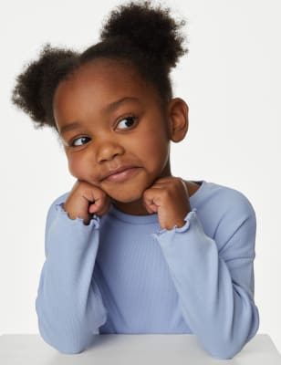 

M&S Collection Geripptes Oberteil mit hohem Baumwollanteil (2-8 Jahre) - Blue, Blue