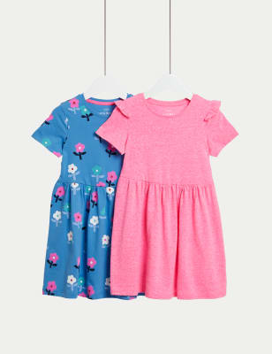 

Girls M&S Collection 2pk Pure Cotton Floral & Plain Dresses (2-8 Yrs) - Multi, Multi