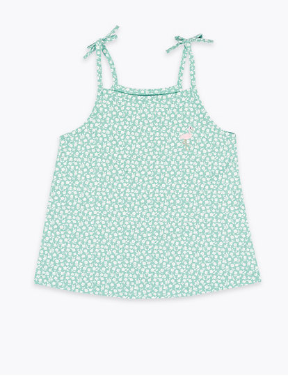 Pure Cotton Ditsy Flower Vest Top (2-7 Yrs)