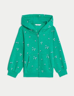 Pure Cotton Floral Zip Hoodie (2-8 Yrs)