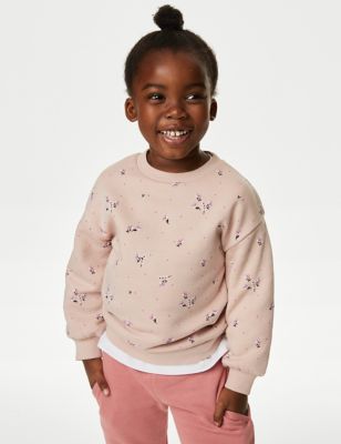Cotton Rich Floral Sweatshirt (2-8 Yrs) - DK