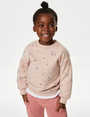 Cotton Rich Floral Sweatshirt (2-8 Yrs) - IS