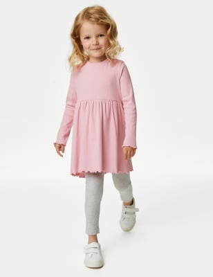 

M&S Collection Geripptes Kleid mit hohem Baumwollanteil (2-8 J.) - Pink, Pink
