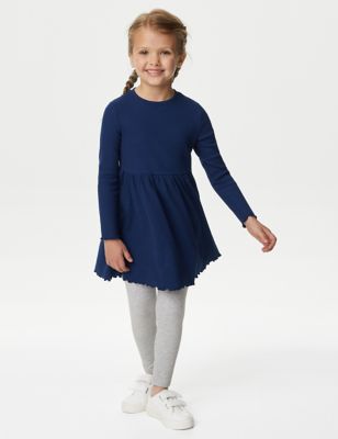 

Girls M&S Collection Cotton Rich Ribbed Dress (2-8 Yrs) - Navy, Navy