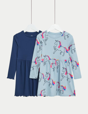 

Girls M&S Collection 2pk Cotton Rich Unicorn Dresses (2-8 Yrs) - Multi, Multi