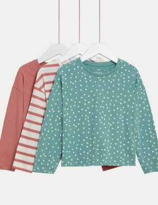 3pk Pure Cotton Patterned Tops (2-8 Yrs) - AL