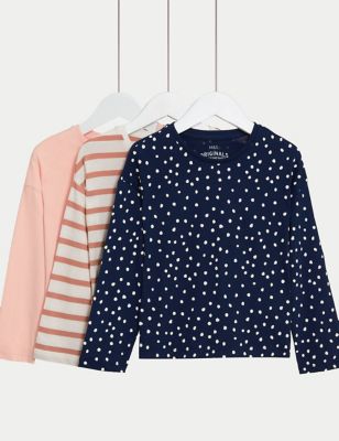 3pk Pure Cotton Patterned Tops (2-8 Yrs)