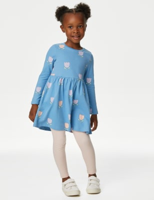 Pure Cotton Floral Dress (2-8 Yrs)