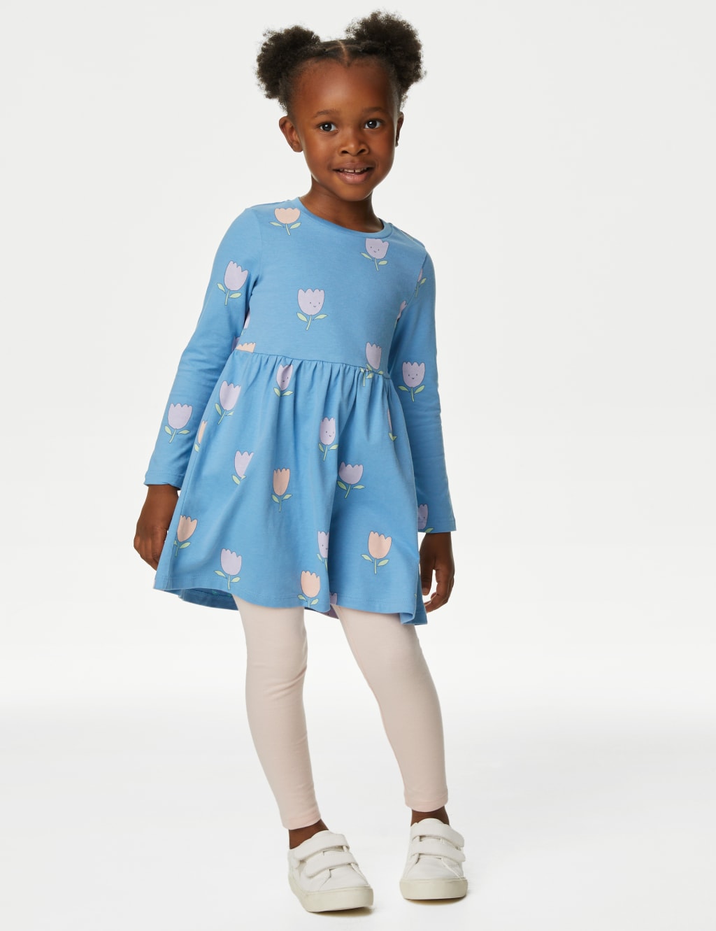 M&S Printed Dress, 2-3 Years, Bright Aqua - HelloSupermarket