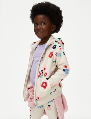 Cotton Rich Floral Zip Hoodie (2-8 Yrs) - BE