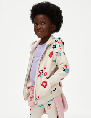 Cotton Rich Floral Zip Hoodie (2-8 Yrs) - JO