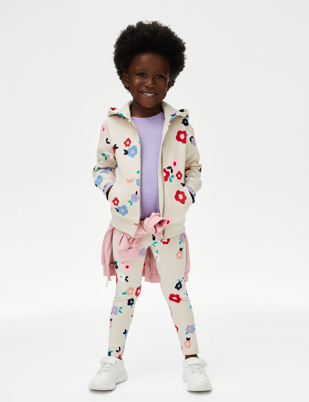 Cotton Rich Floral Zip Hoodie (2-8 Yrs) image 3