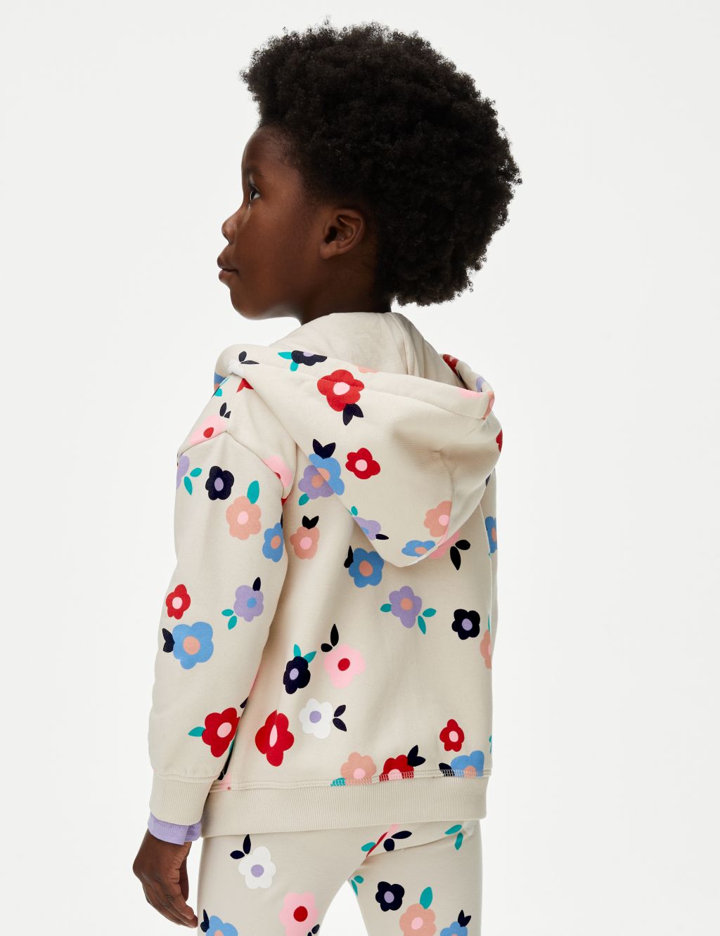 Cotton Rich Floral Zip Hoodie (2-8 Yrs) image 4