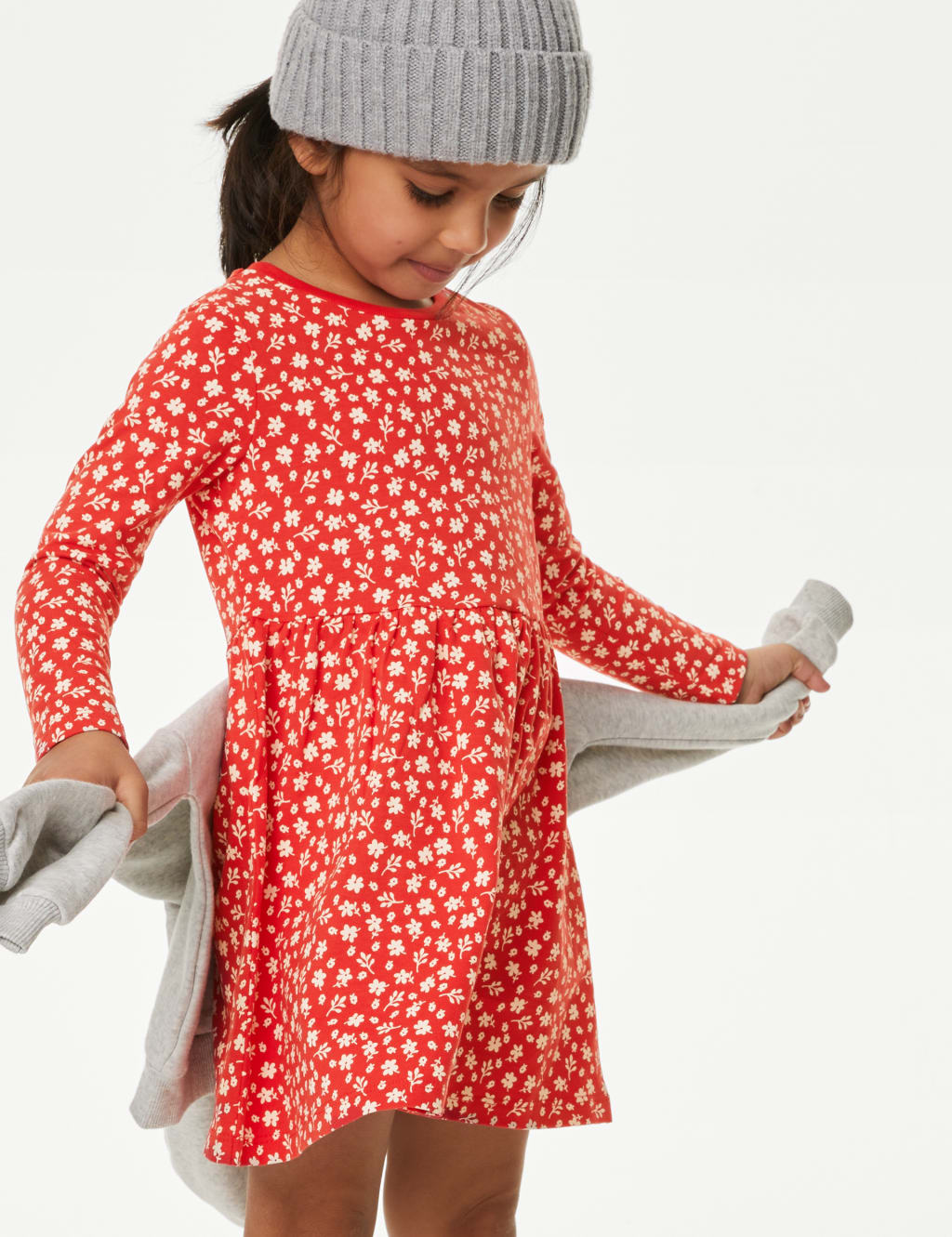 Pure Cotton Heart Print Dress (2-8 Yrs) image 3