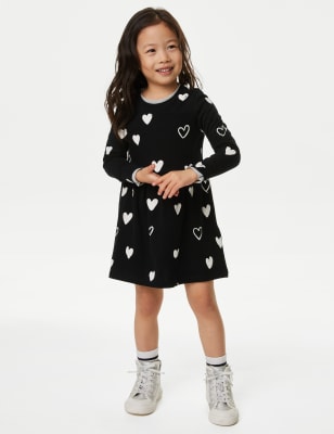 

M&S Collection Kleid aus reiner Baumwolle mit Muster (2-8 Jahre) - Carbon, Carbon