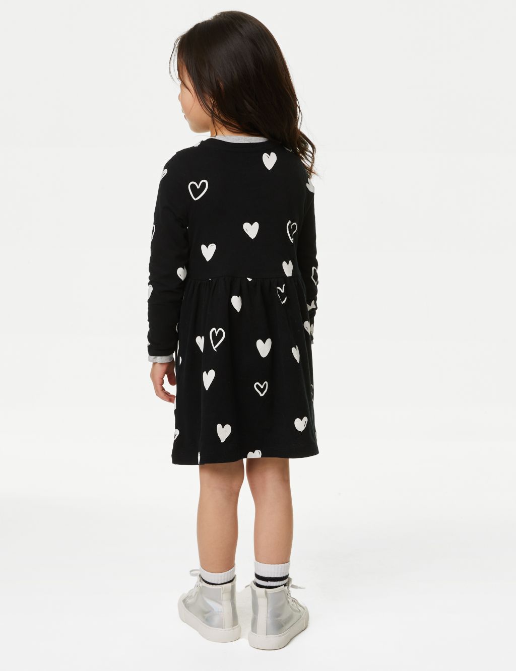 Pure Cotton Heart Print Dress (2-8 Yrs) image 4