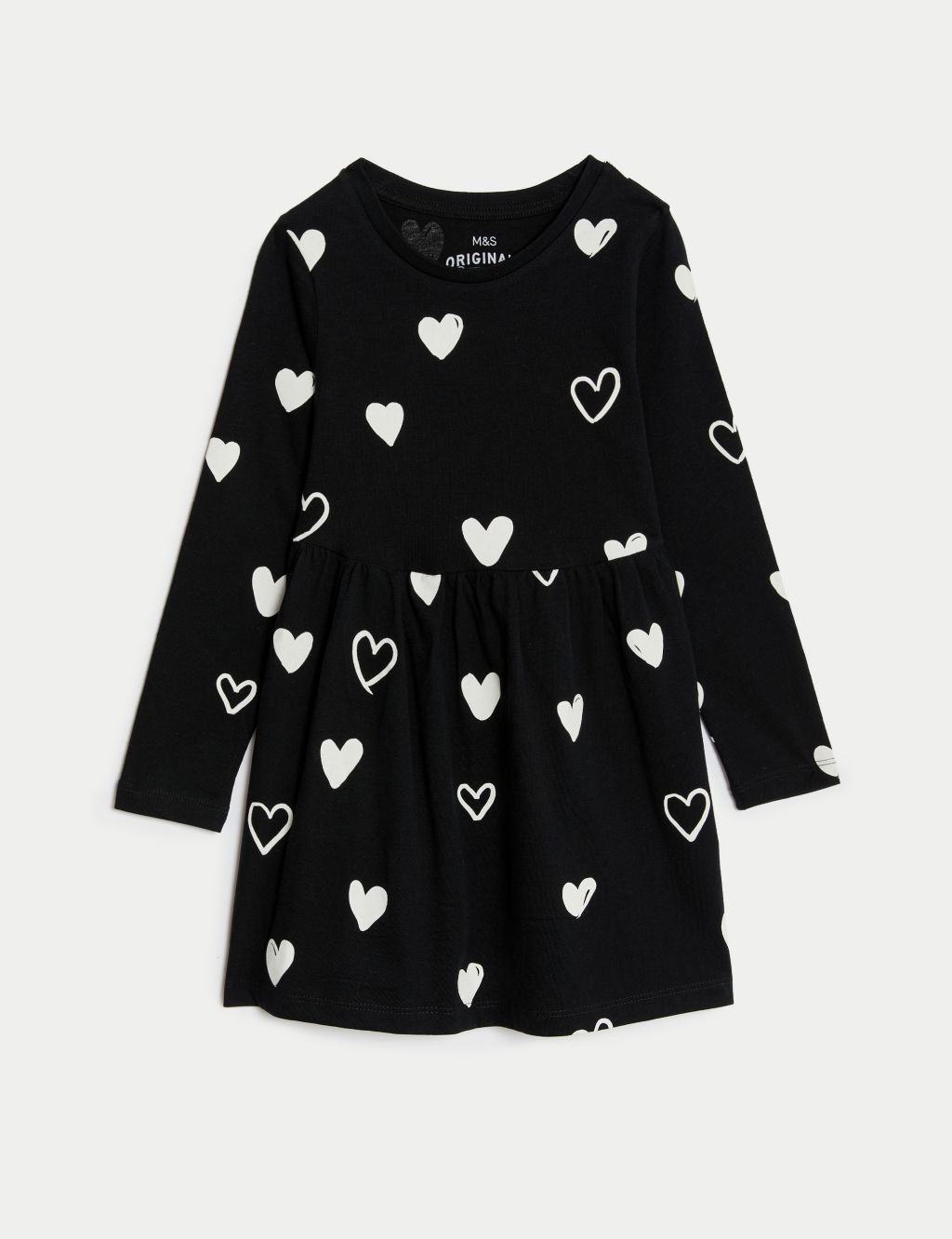 Pure Cotton Heart Print Dress (2-8 Yrs) image 2