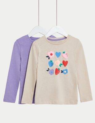 

Girls M&S Collection 2pk Pure Cotton Printed Tops (2-8 Yrs) - Lilac Mix, Lilac Mix